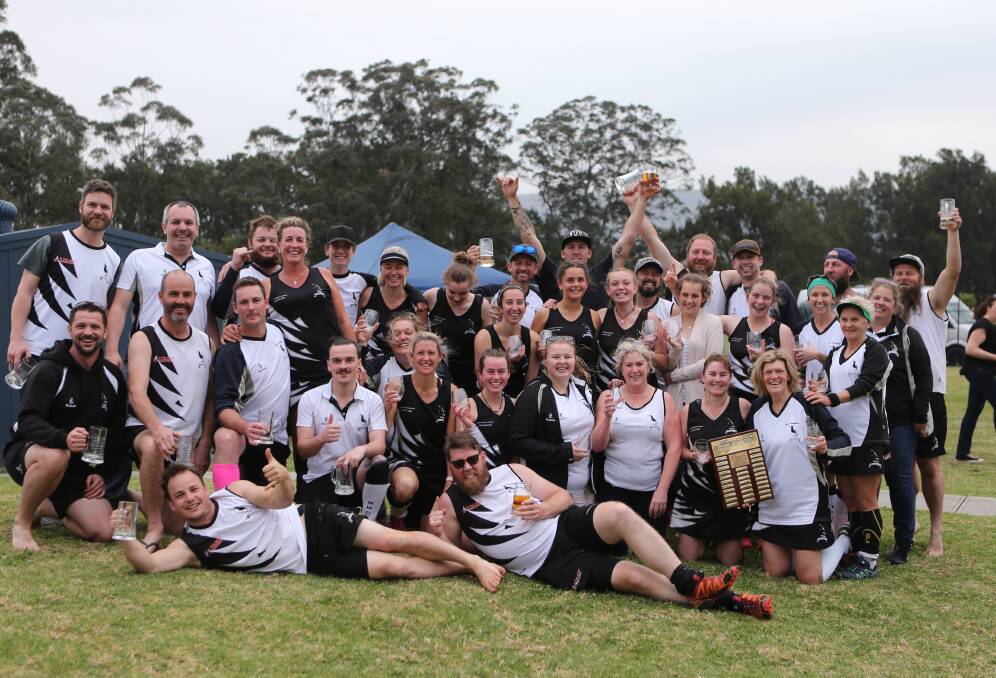 WINNERS ARE GRINNERS: The Berry men's and women's teams celebrate their Shoalhaven Hockey dual premiership titles. Photo: Robert Crawford