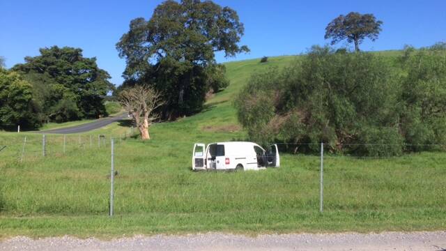 CRASH: The stolen Australian Post van crashed near Jamberoo.