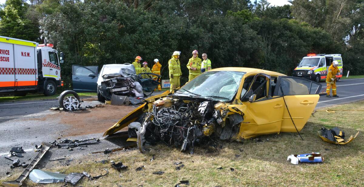 Thursday morning's crash scene on Greenwell Point Road at Pyree.
