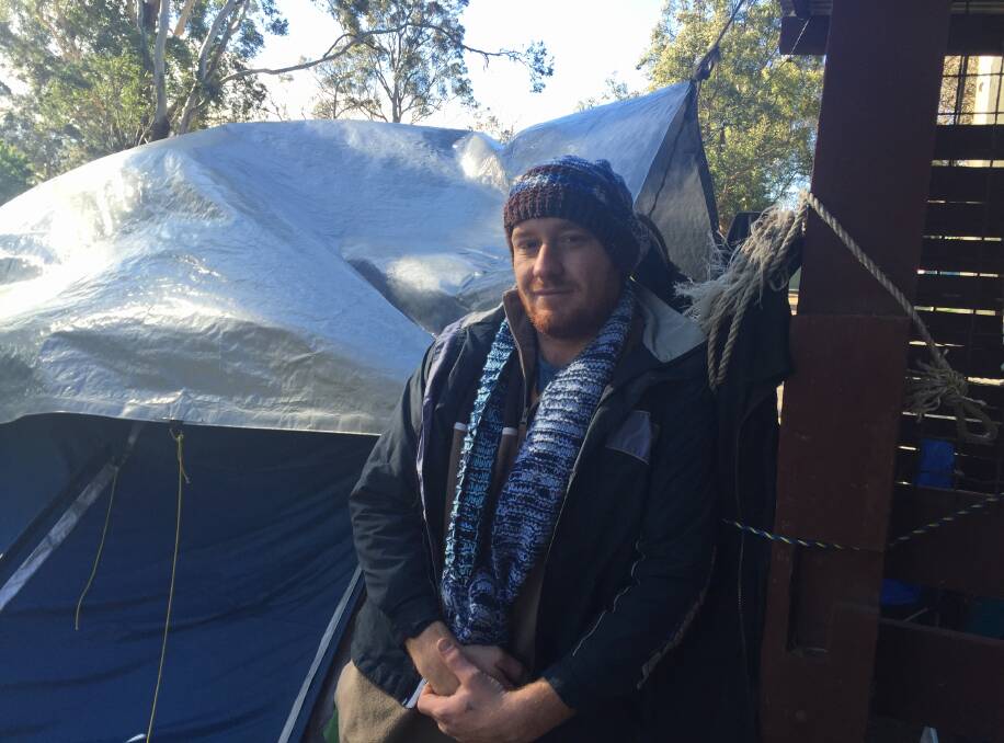 TOUGH EXISTENCE: Alex, 21, has been living at the Nowra Showground for the past two weeks.