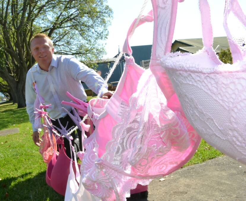 COLLECTION: Nowra real estate agent Karl Poulton is again collecting bras to be sent overseas as part of Octobra.