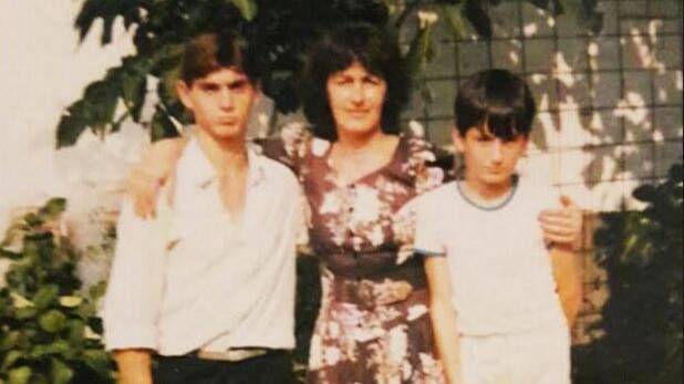 A childhood photo of Anton Zogaj (left) and his younger brother Bekim Zogaj (right, also known as Aniello Vinciguerra) with a female relative in Kosovo. Photo: Supplied