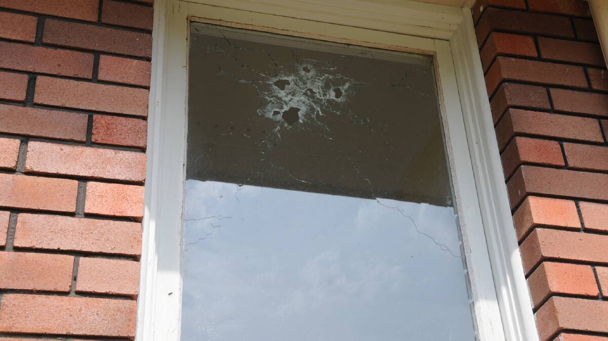 Shot gun pellet damage to one of the houses in Nowra attacked in the early hours of November 2. Photo: NSW Police Media 