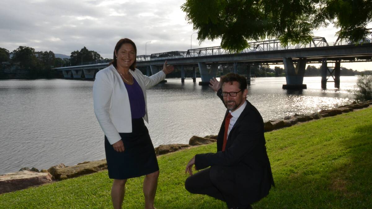 FLASHBACK: May, 2017:  Labor’s candidate for Gilmore Fiona Phillips and Member for Whitlam Stephen Jones announce $50 million to replace the old Nowra bridge.
