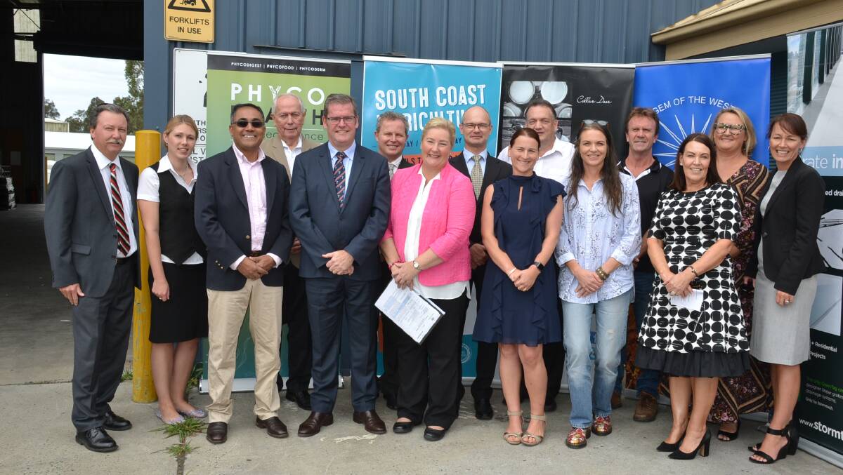 Minister for Regional Development, Territories and Local Government John McVeigh (fifth from left) and Gilmore MP Ann Sudmalis with some of the local recipients under the Regional Jobs and Investment Package.