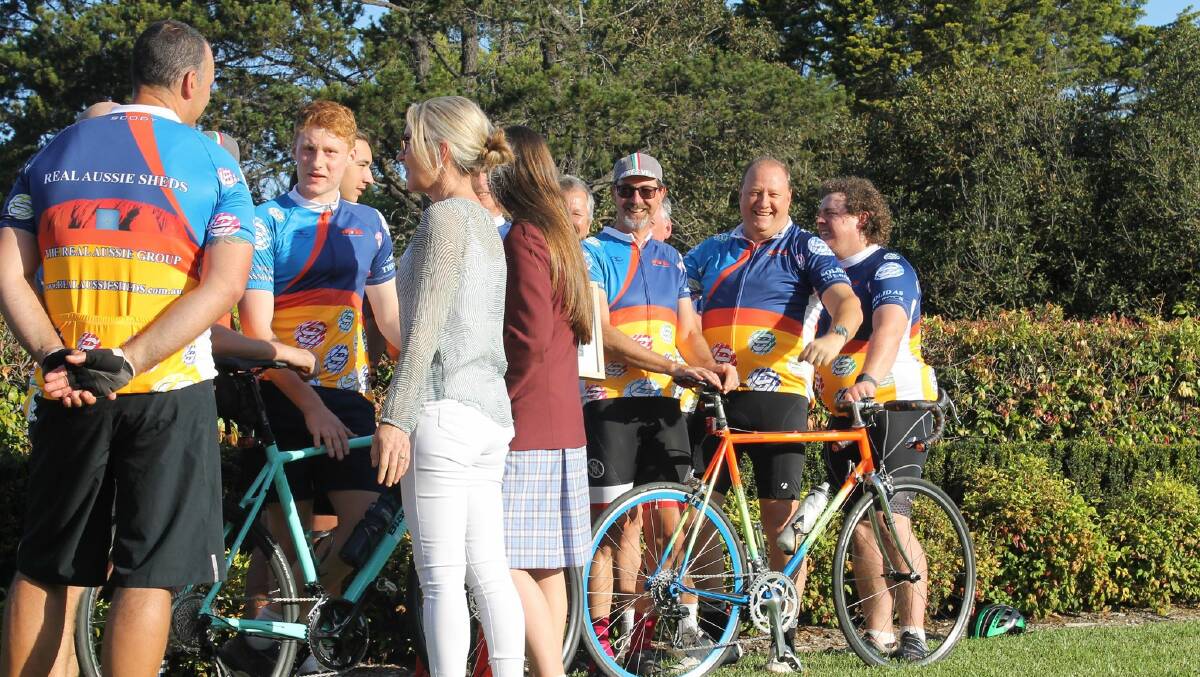 Susan Boyle and her daughter Holly chat with members of the Shoalhavens Real Aussie Group, who are riding this years MS Sydney to the Gong Charity Ride.