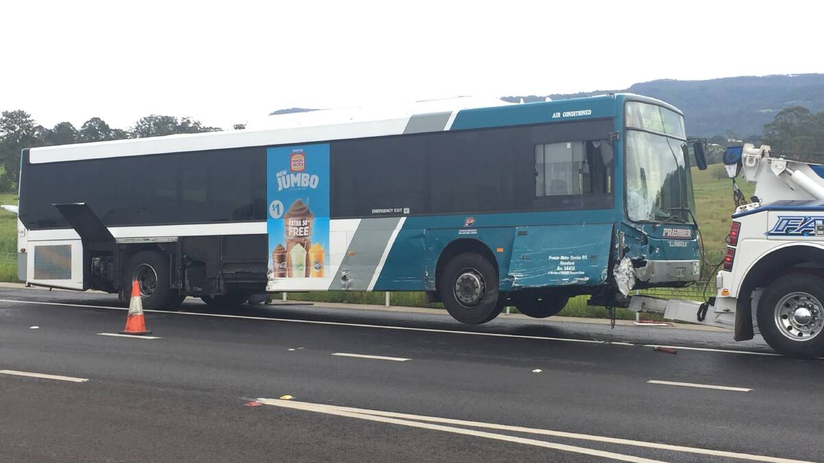 The Premier Illawarra bus suffered minor damage in the accident. Photo: Rebecca Fist
