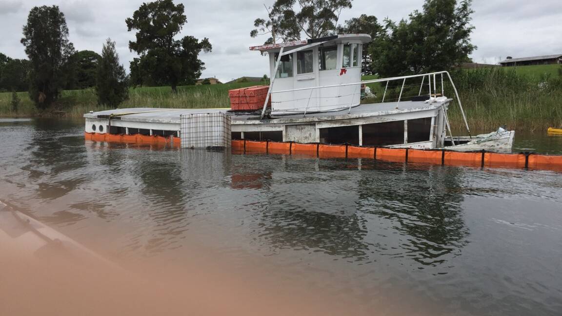 FLASHBACK: January - The Christine J foundering in Shoalhaven River when it sunk for the first time in January.