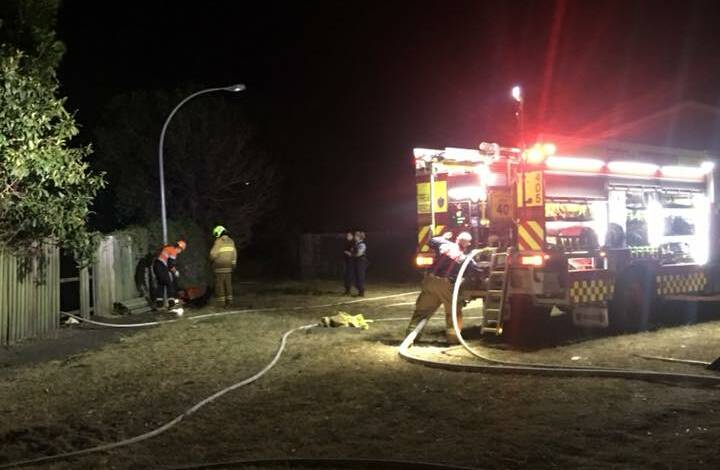 Fire and Rescue NSW Nowra crews battle Thursday morning's townhouse fire. Photo: Fire and Rescue NSW Nowra