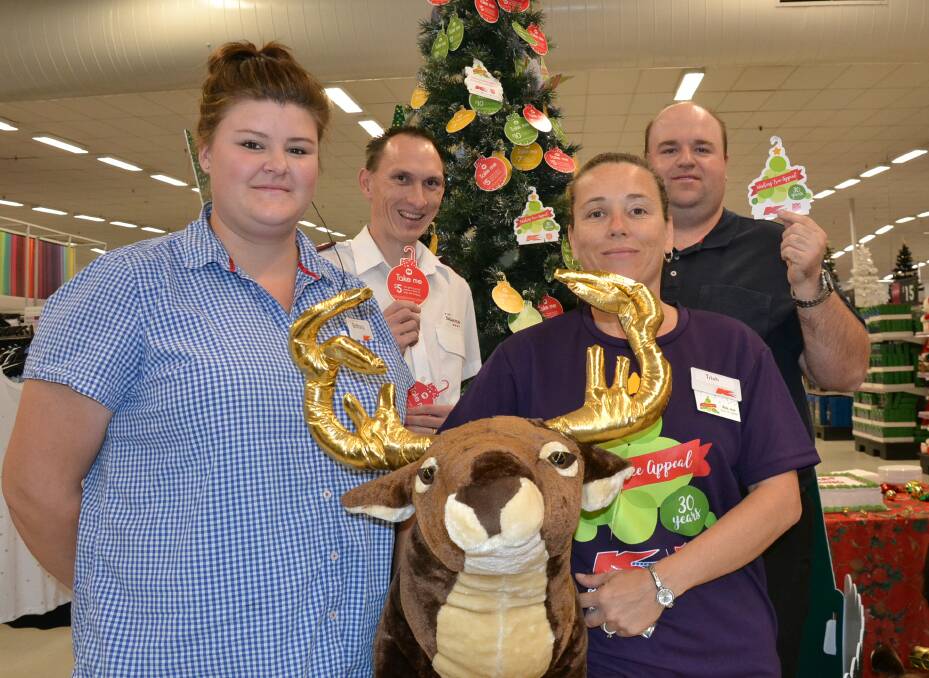 2017 LAUNCH: Nowra Salvation Army Lieutenant Matthew Sutcliffe, Kmart Nowra store manager Jason Bingham and staff members Brittany Pel and Trish Davis, who co-ordinate the local appeal, launch this year’s Kmart Wishing Tree Appeal.