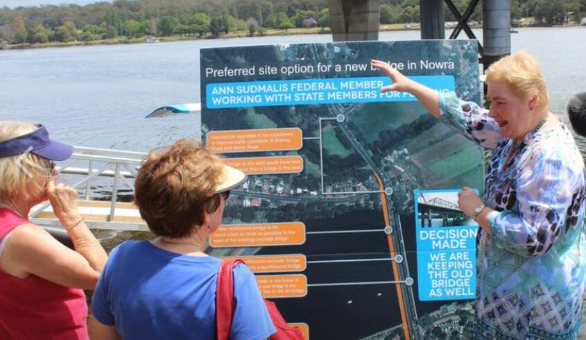 Gilmore MP Ann Sudmalis talks to residents about the future of the old Nowra bridge at last weekend's Shoalhaven River Festival. Photo: Facebook