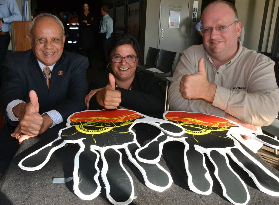 GREAT INITIATIVE:  Habitat Personnel chairman Tom Slockee, Habitat Personnel managing director Nicole Moore and Workforce XS Nowra managing director Ross Thompson launch Hands Up the South Coast Construction Indigenous Employment Strategy.