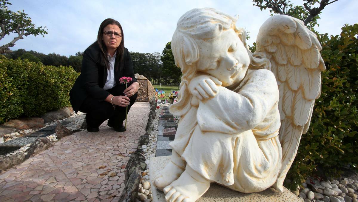 Memorial: Toni Brown at her granddaughter's graveside at Lakeside Memorial Park. She said the family would continue its fight to have Letariah recognised by law.  Photo: Robert Peet