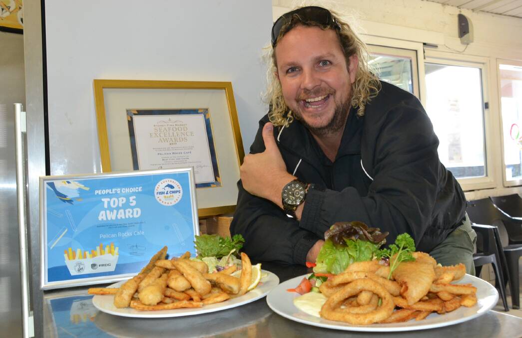 Sam Cardow from Pelican Rocks at Greenwell Point with his famous fish and chips.