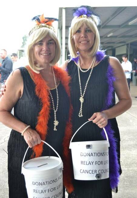 Wendy Miller and Linda Page collecting funds at the Shoalhaven City Turf Club.