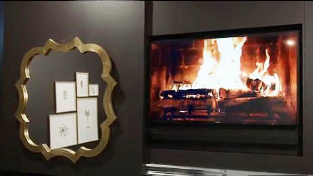 The offending ‘ugly’ mirror and fake fireplace. Photo: Channel Nine/The Block

