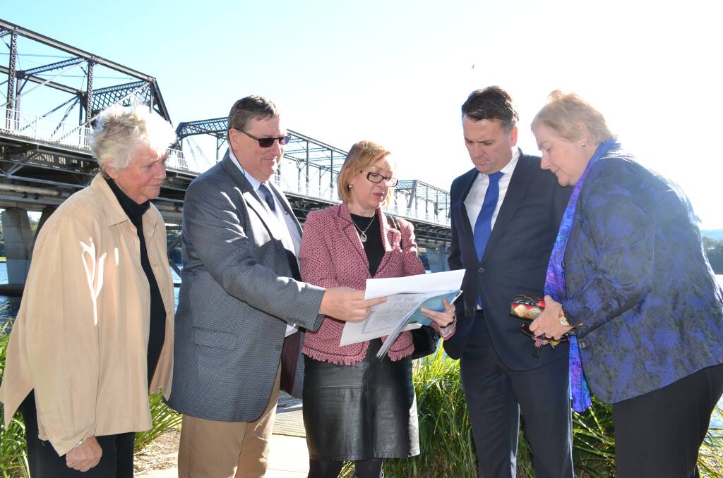 FLASHBACK: 2014 - RMS development manager David Corry and regional manager Renae Elrington brief then Shoalhaven Mayor Joanna Gash, federal Assistant Minister for Infrastructure and Regional Development Jamie Briggs and Gilmore MP Ann Sudmalis on the progress of the proposed third crossing of the Shoalhaven River.