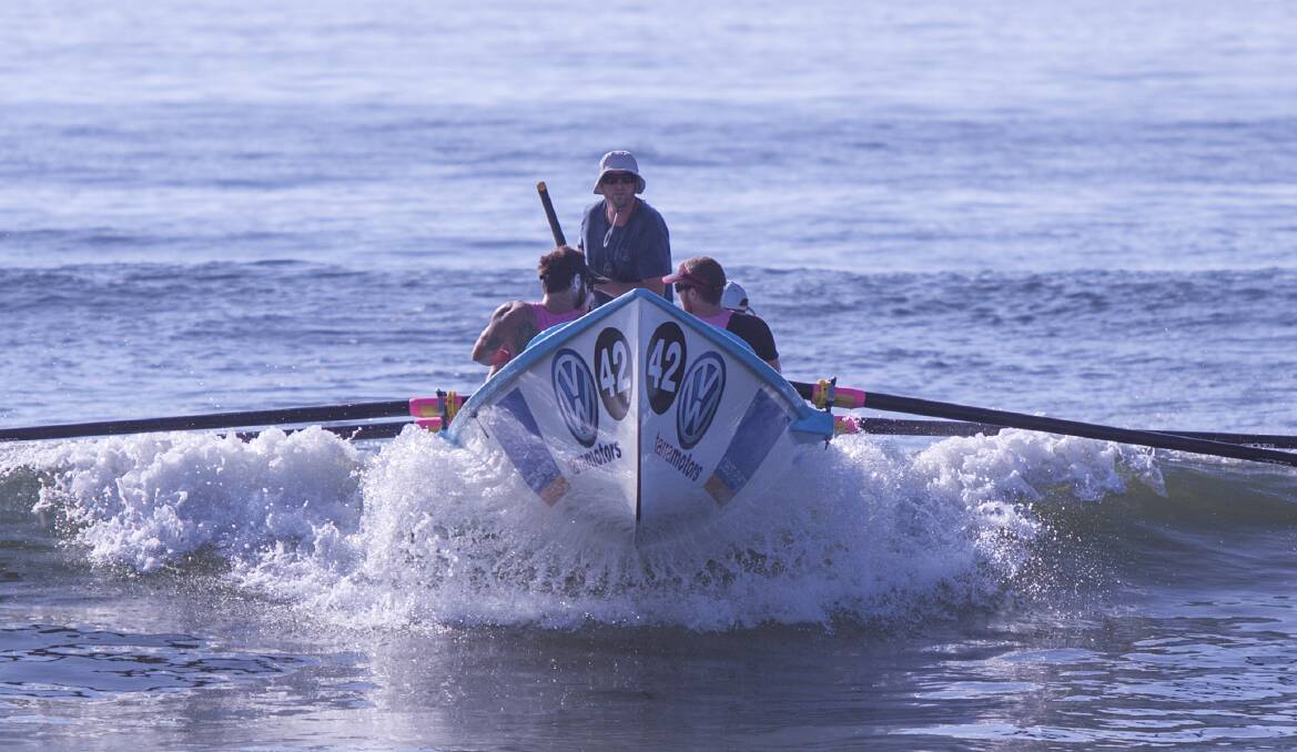 A lifestyle: Scott Meaker at the helm of a Tathra surfboat during the 2015-16 George Bass Marathon said the iconic event "becomes part of your life". 