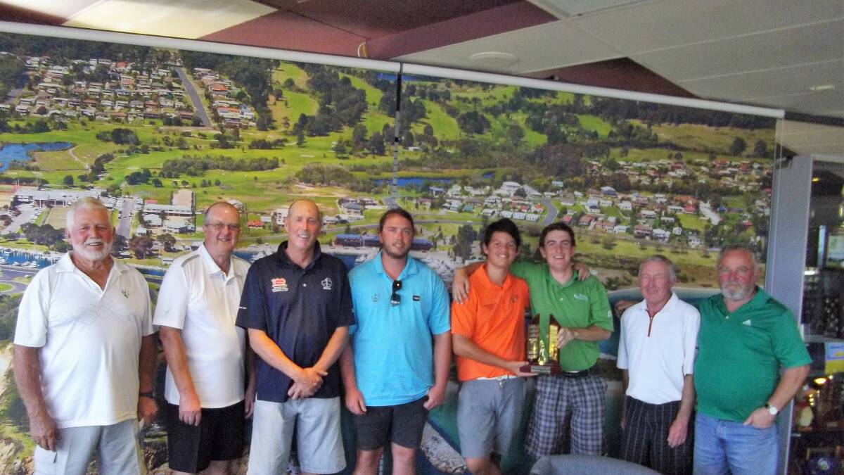BERMAGUI GOLF: Winners and place getters from our Foursomes Championships as held on Saturday. From left is Kevin Holzhauser, Peter Buttrey, Dave Thomson, Jay Goodwin, Javana Fereti, Nathan Batten, Barry Bowling and John Medelis. 