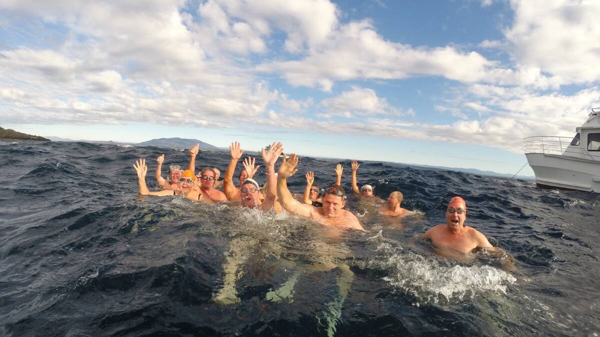 Photos of the Numnutz' third island swim