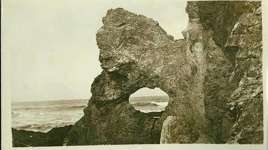 BACK IN 1941: A photograph of "Hole in the Rock" taken in 1941 shows how much it was eroded over the years.  