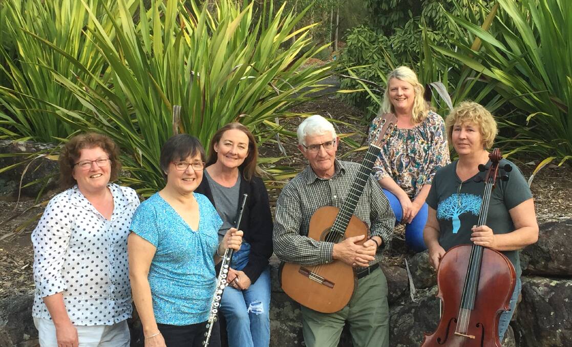 HARMONY: Joy Sharpe, Vicki McCartney, Robin Sharpe, Jim Dorrington, Kathy Sharpe and Anne Stuart will perform together at the Kangaroo Valley Folk Festival.