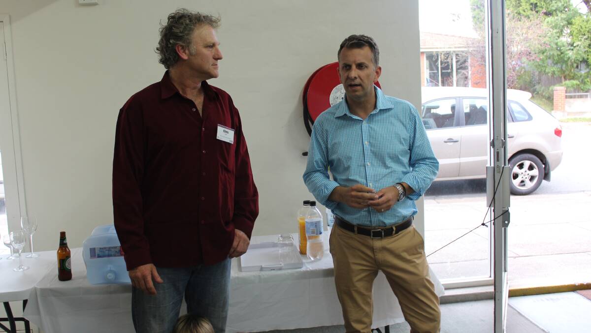 Local Landcare Coordinator Chris Post with member for Bega Andrew Constance on Friday.