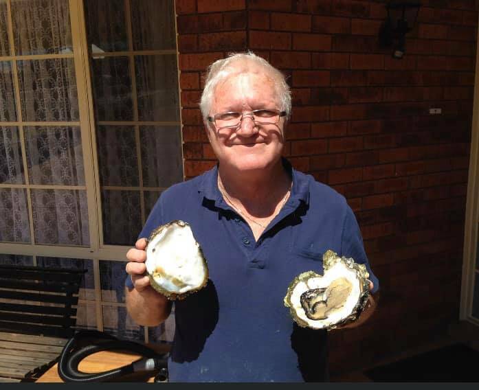 HOSPITALITY: John Sneddon appeared in the Milton Ulladulla Times when he found this huge oyster in Burrill Lake in 2017. It measured 150 millimetres by 130 millimetres.
