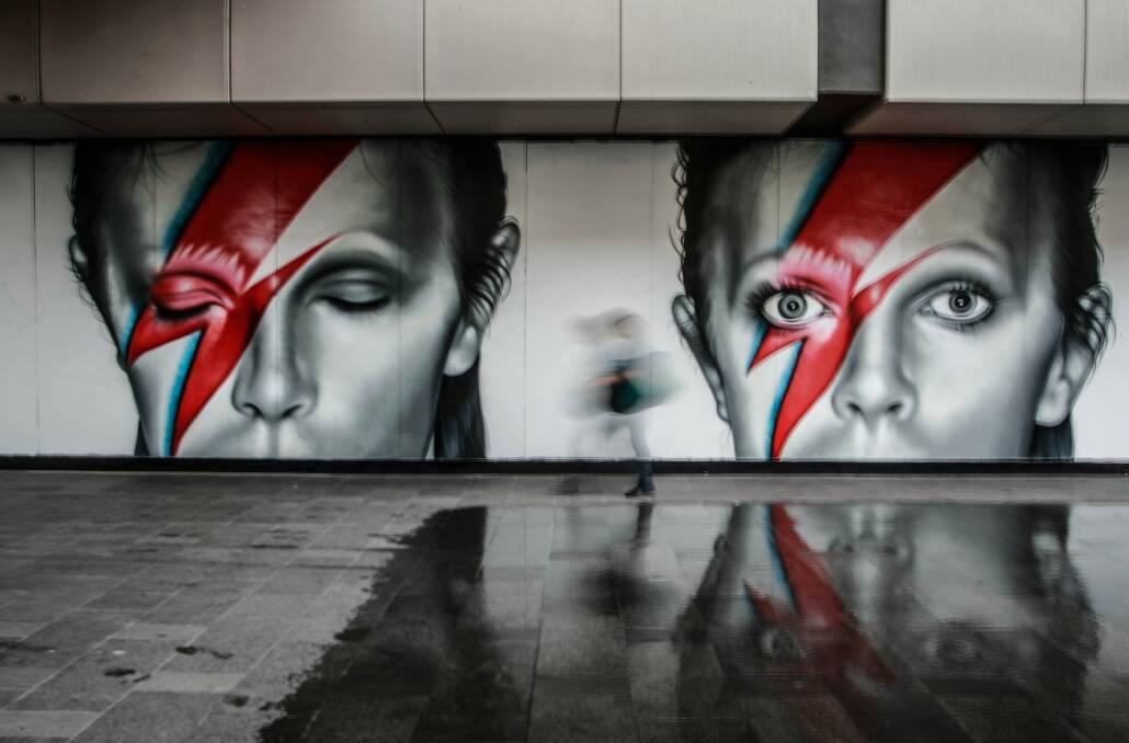 BOWIE: The mural shows the late performer as he appeared on his iconic Aladdin Sane album cover.  Picture: Georgia Matts. 