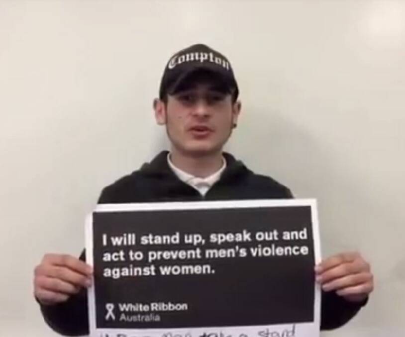 PLEDGE: A Warrawong High School student vows to take a stand against domestic violence in a still from the video. Picture: supplied