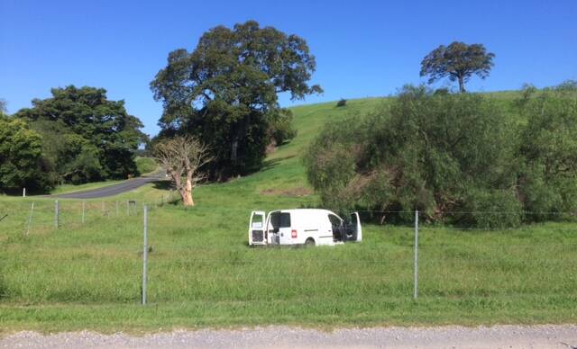 The stolen van came to a halt in a paddock at Dunmore. 