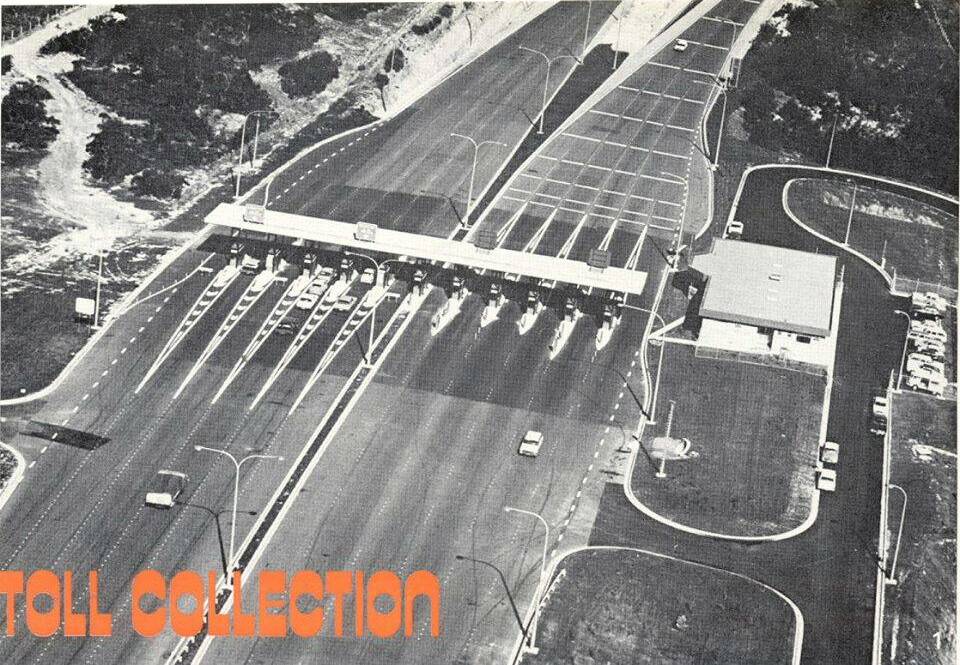 An aerial view of the tollgates in 1976, a year after the road was opened. Picture: courtesy of Lost Wollongong