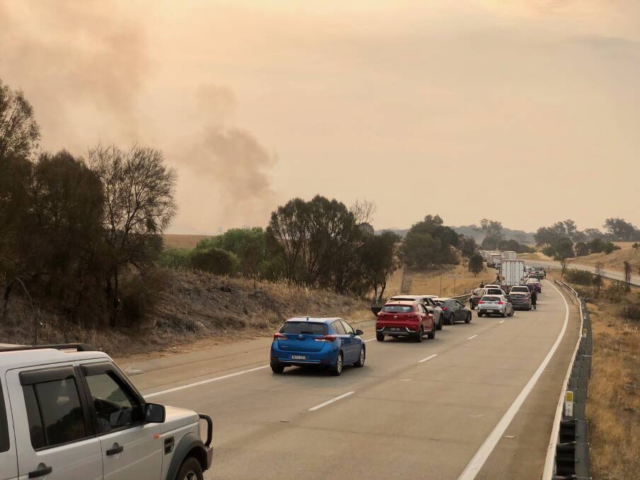 Queues of traffic on the Hume Highway near Yass. Picture: Dion Georgopoulos