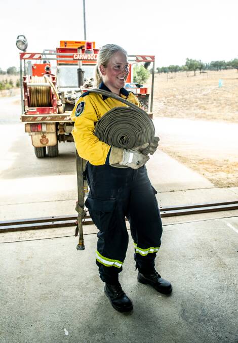 20-year-old German au pair Jule Hansen at the Carwoola fire shed. Picture: Karleen Minney