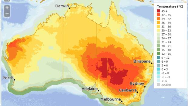 KEEP COOL: A heat wave is settling into the South Coast of Australia and NSW Health has issued an air pollution alert for asthma sufferers. Image: BOM. 