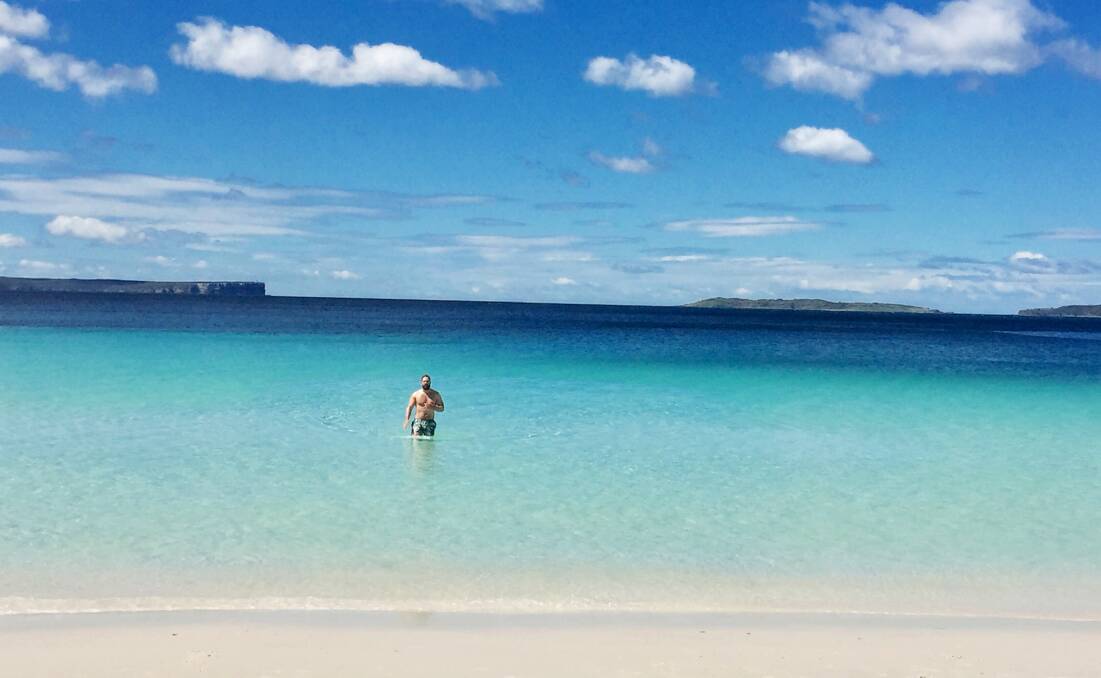 PIC OF THE DAY: Momo Crusius photographed her husband taking a dip at Hyams Beach. Submit your pic via Instagram, FB or nicolette.pickard@fairfaxmedia.com.au 