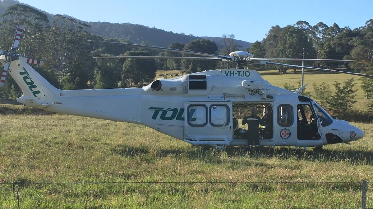 The TOLL NSW Air Ambulance waits nearby to assist in Monday's tragedy. Image: supplied. 