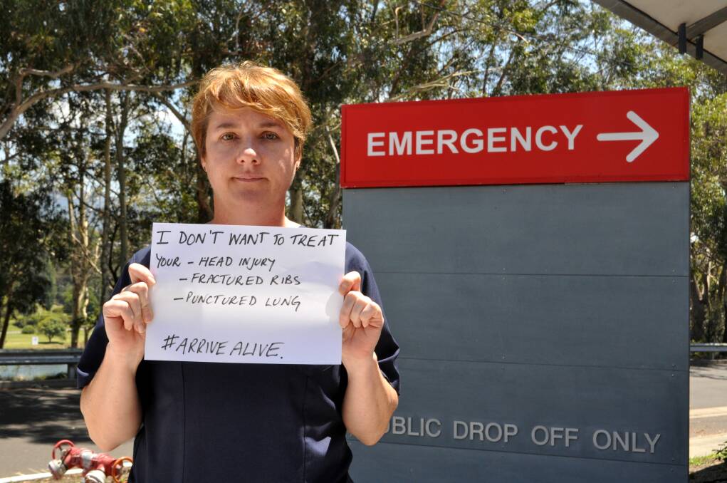 ARRIVE ALIVE: Shoalhaven Memorial District Hospital surgical nurse unit manager Casie Morrison urged people to be patient on the road. Photo: Nicolette Pickard.