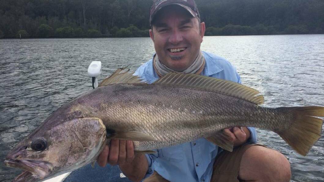 Mark's nice jewfish caught fishing the Clyde River last week with Stuart Hindson. "Rain, wind, thunder and lighting made it a interesting day."