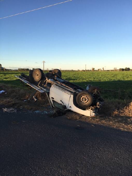 The driver was taken to Shoalhaven Hospital in a stable condition after rolling his car in Numbaa.