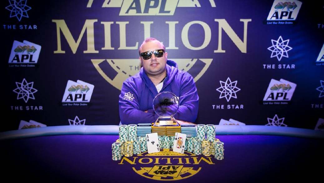 Wollongong poker player Branko Usljebrka claims the APL Millions tournament and $265,000 first prize. Picture: Tim Manners.
