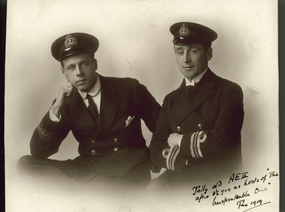 ON DISPLAY: Lieutenant Geoffrey Haggard and Commander Henry G Stoker of submarine AE2 in 1919.  Source: ANMM Collection. 