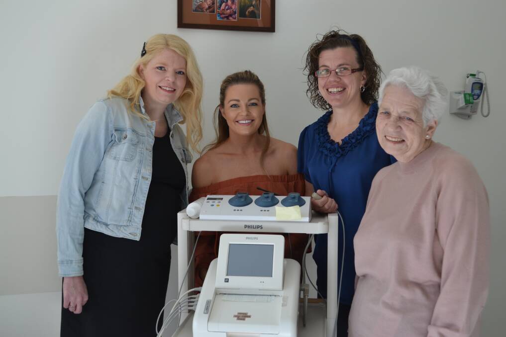 IMPROVING LABOR: Auxiliary members and midwives, Kirsty Furner, Luci Lamond and Catherine Darnell, and president of the Shoalhaven District Memorial Hospital Auxiliary, Pat Glasby. 
