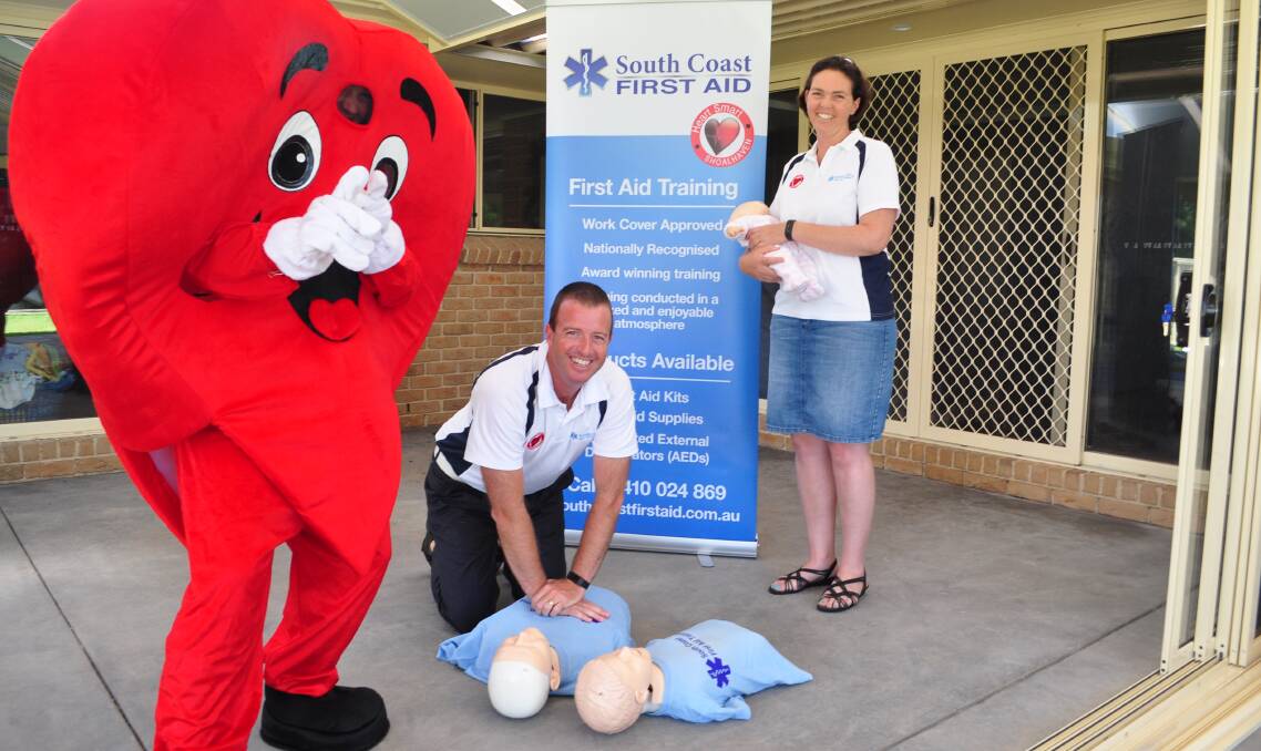 CPR SURVIVAL: Harry the Heart and Greg and Colleen White hope the community supports their health project on Monday, November 30. 