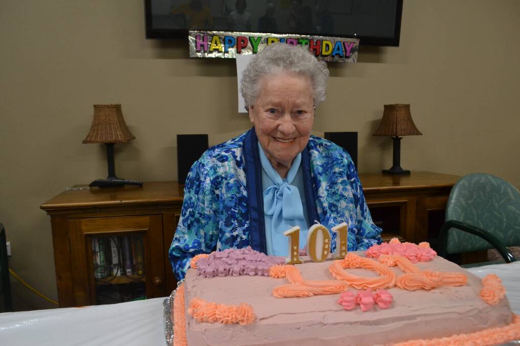 BIRTHDAY WISHES: Dora Fagan attributes her long and healthy life to some strong ancestry. The 101-year-old celebrated with cake, friends and family this week. Photo: Rebecca Fist. 