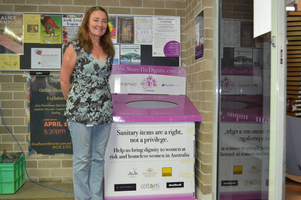DROP IN: Robin Sharpe at Nowra Library is encouraging everyone to make a donation. 