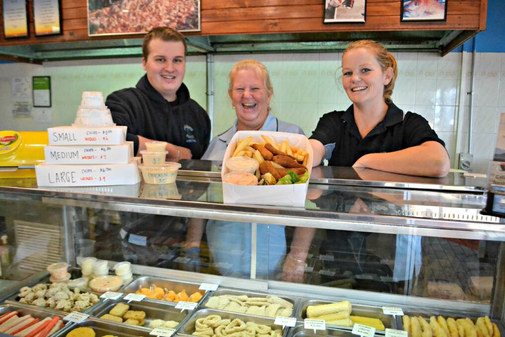 SEAFOOD SENSATION: Bailey Roberts, Debra Oakes and Rebecca Roberts from Shoalhaven Seafoods are hoping to out top spot in the Australian Fish and Chips Awards 2017.