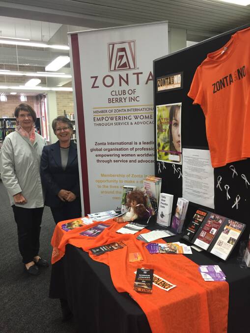 TAKING A STAND: Lèonie Winlaw and Rosalie Fletcher encourage everyone head into Shoalhaven Library and discover what Zonta, and its Zonta Says No campaign is all about.