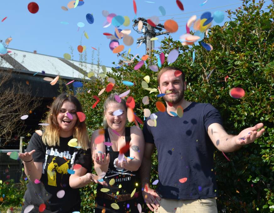 RAINBOW FIESTA: Carley McAlister, Brooke Bentley and Sean Thorpe are ready to enjoy the LGBTIQ formal next month. 