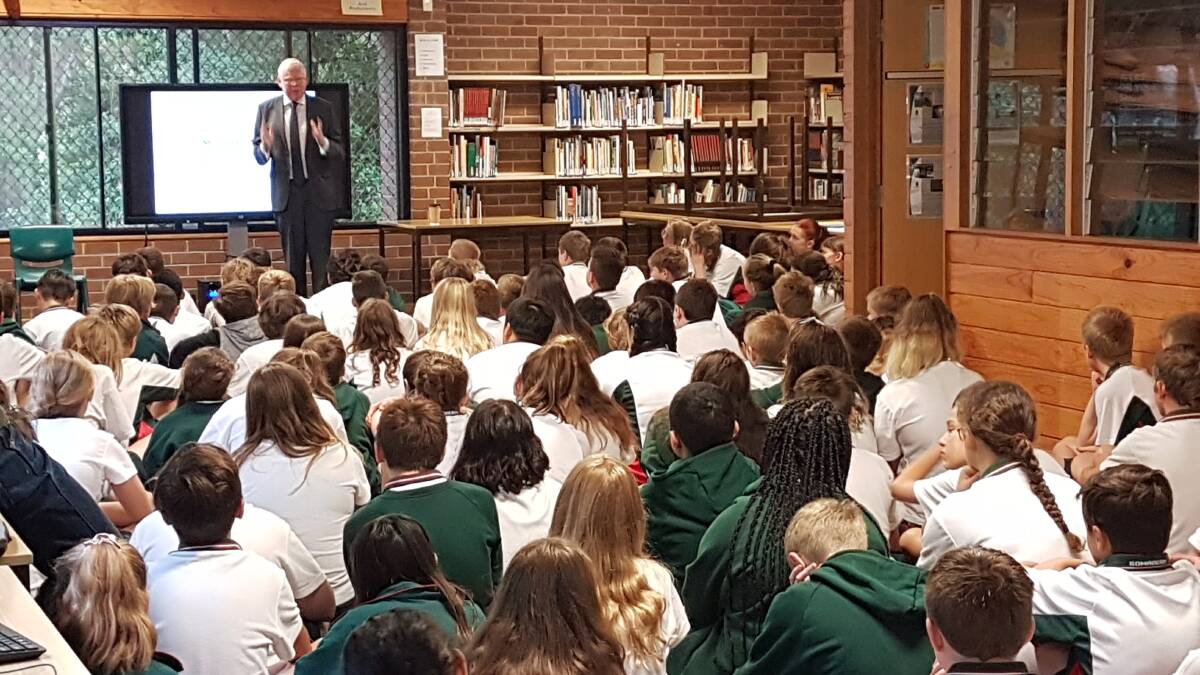 CAPTIVE AUDIENCE: Kiama MP Gareth Ward shares his career journey with Bomaderry High School students. Photo contributed. 